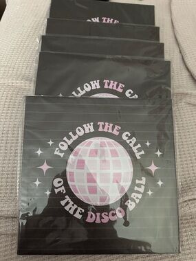Follow The Call Disco Ball Print - Black & Pink 70s party decor